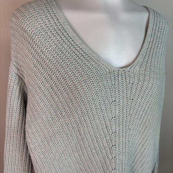Old Navy Sweater Medium Blue V-Neck Cotton Blend Long Sleeve Pullover Women's - Picture 2 of 9